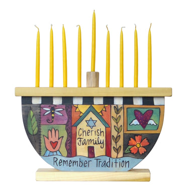 Chag Sameach Wooden Menorah